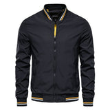 Ethan | Men's Solid Zip-Up Bomber Jacket Ribbed Collar Cuffs