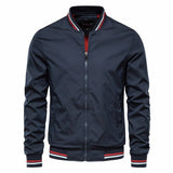 Ethan | Men's Solid Zip-Up Bomber Jacket Ribbed Collar Cuffs