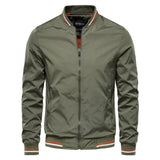 Ethan | Men's Solid Zip-Up Bomber Jacket Ribbed Collar Cuffs