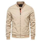 Ethan | Men's Solid Zip-Up Bomber Jacket Ribbed Collar Cuffs
