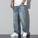 Men's Straight Leg Washed Jeans | Casual Wear