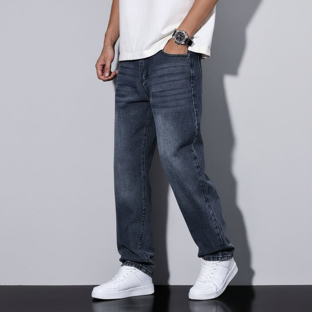 Men's Straight Leg Washed Jeans | Casual Wear