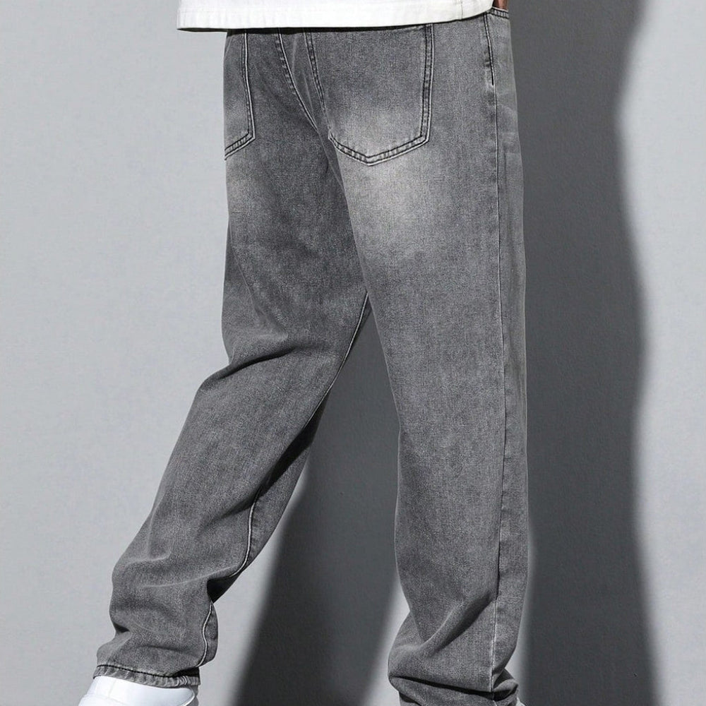Men's Straight Leg Washed Jeans | Casual Wear