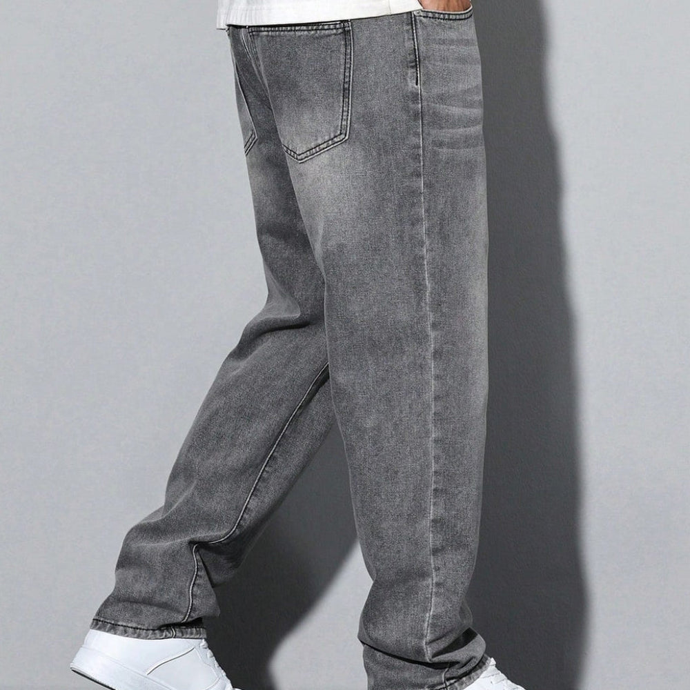 Men's Straight Leg Washed Jeans | Casual Wear