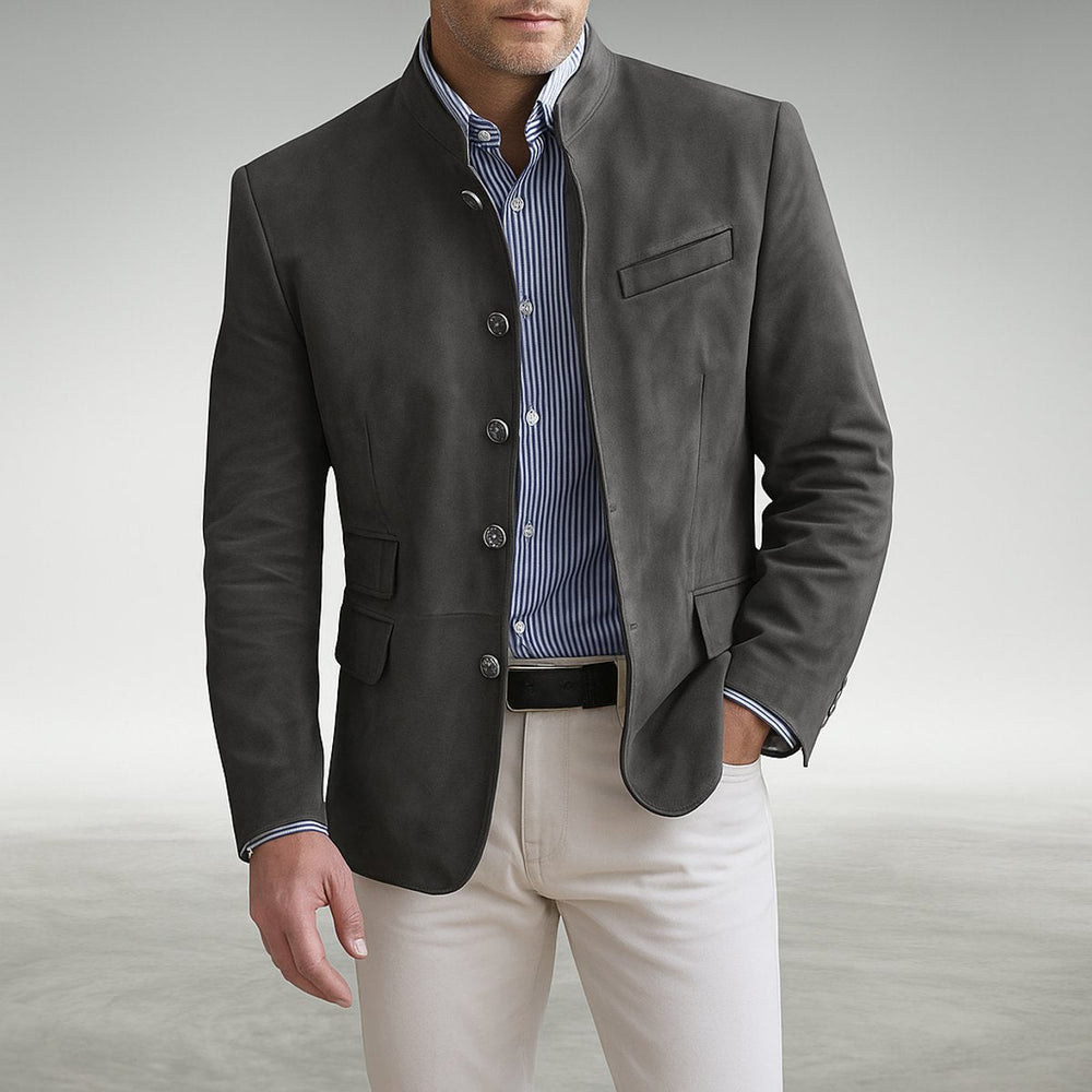 Owen | Men's Structured Mandarin-Collar Button-Front Blazer Jacket