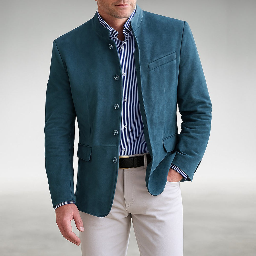 Owen | Men's Structured Mandarin-Collar Button-Front Blazer Jacket