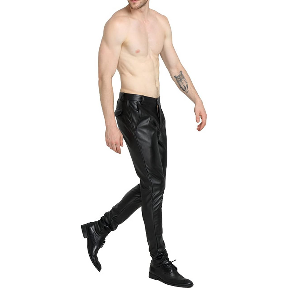 Men's Bernard Tapered Faux Leather Biker Pants - Stylish & Comfortable Motorcycle Trousers