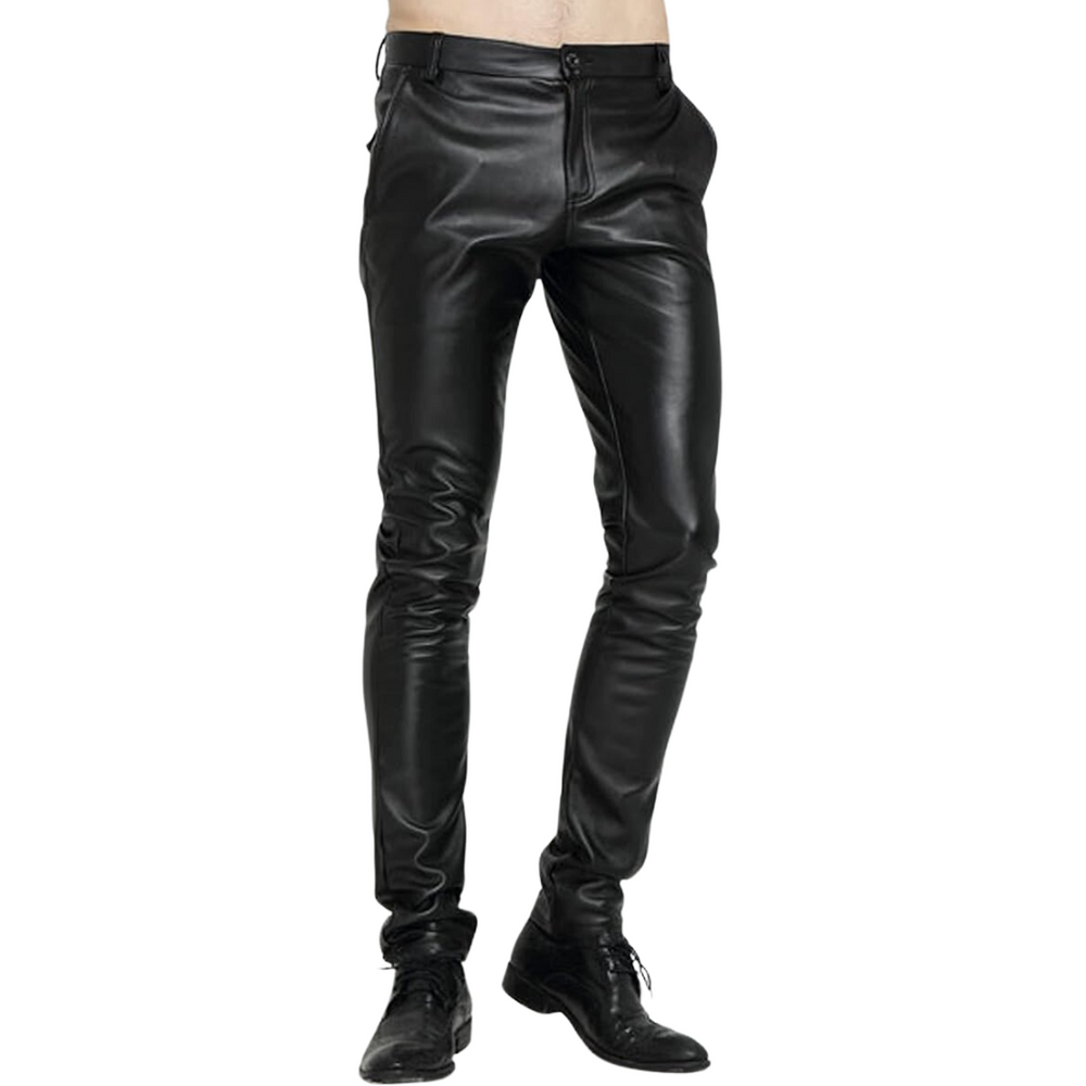 Men's Bernard Tapered Faux Leather Biker Pants - Stylish & Comfortable Motorcycle Trousers