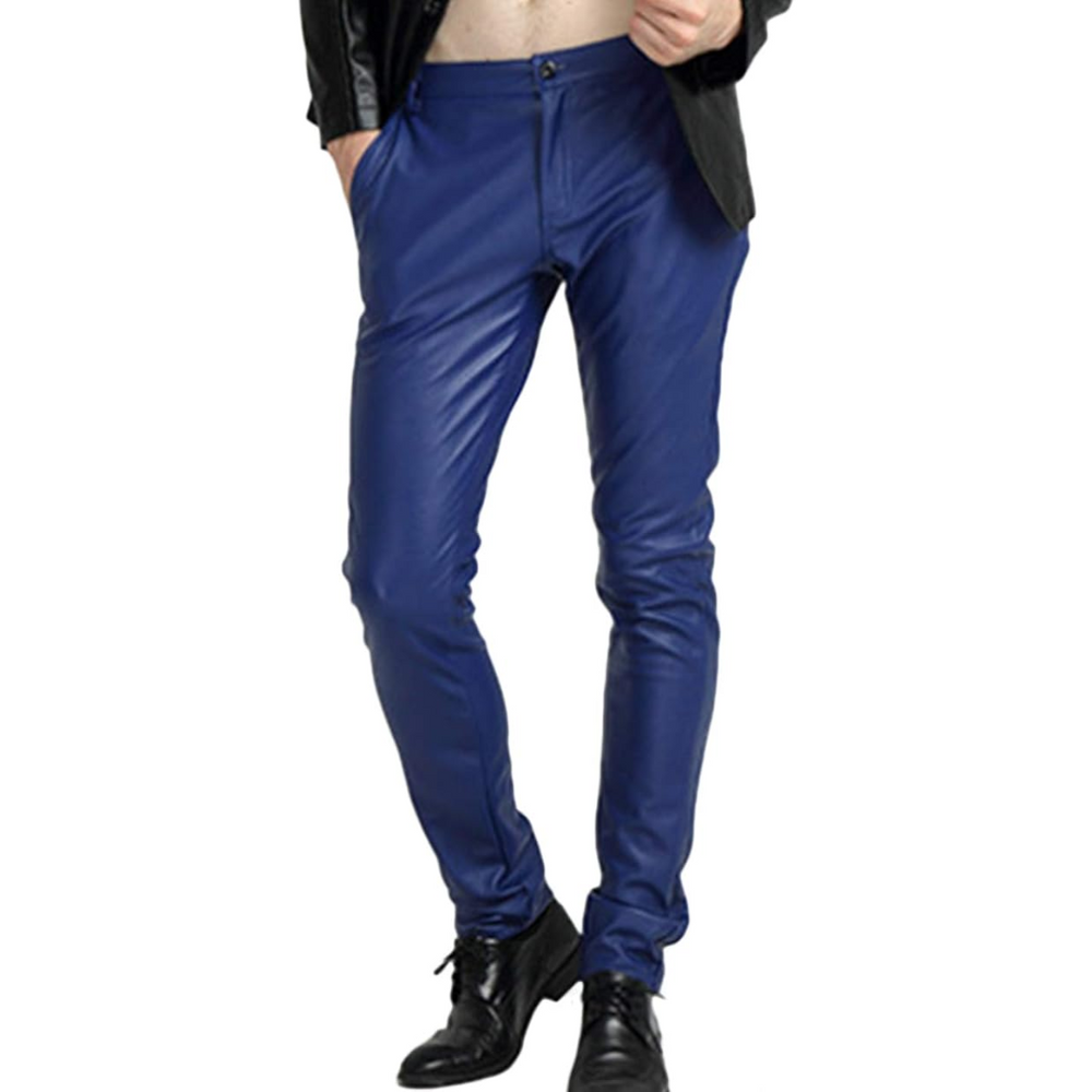 Men's Victor Tapered Faux Leather Biker Trousers - Stylish & Comfortable Motorcycle Pants