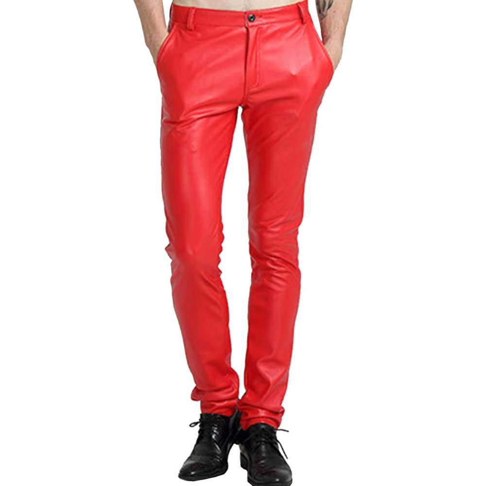 Men's Victor Tapered Faux Leather Biker Trousers - Stylish & Comfortable Motorcycle Pants
