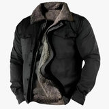 Men's Utility Woven Jacket with Sherpa-Style Lining and Snap Pockets