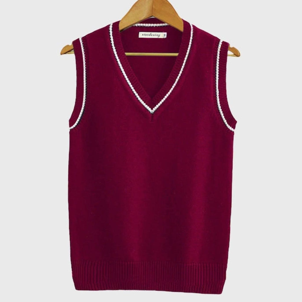 Oliver | Men's V-Neck Cable Knit Striped-Trim Sleeveless Sweater Vest - 4