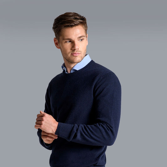 Men's Cashmere Sweater – Crew Neck, Pullover Style & Ribbed Cuffs