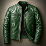 Ethan | Men's Vintage Biker Leather Jacket Full-Zip Moto Style