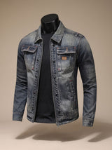 William | Men's Vintage-Washed Dual-Closure Denim Trucker Jacket