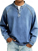 Daniel | Men's Vintage Washed Henley Pullover Mens Knit Sweater Long Sleeve
