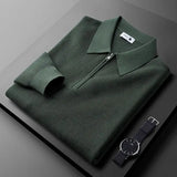 Men's Waffle Knit Sweater with Quarter Zip and Pointed Collar