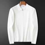 Men's Waffle Knit Sweater with Quarter Zip and Pointed Collar