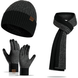Victor Men's Winter Beanie and Gloves Set - Warm Knit Hat and Touchscreen Gloves for Cold Weather