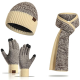 Victor Men's Winter Beanie and Gloves Set - Warm Knit Hat and Touchscreen Gloves for Cold Weather
