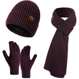 Victor Men's Winter Beanie and Gloves Set - Warm Knit Hat and Touchscreen Gloves for Cold Weather