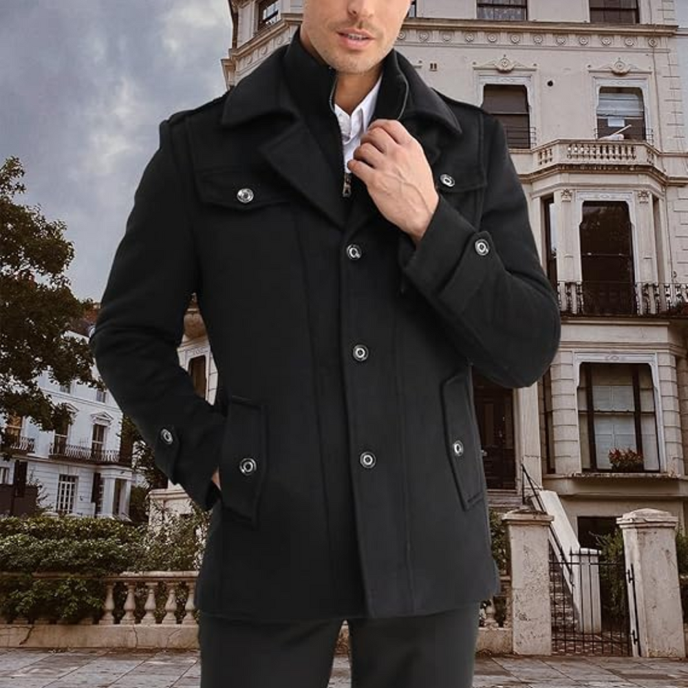 Men's Wool Blend Winter Trench Coat - Stylish & Warm Liam Collection