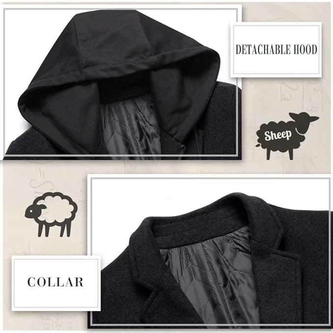 Men's Wool Blend Winter Trench Coat - Stylish & Warm Liam Collection