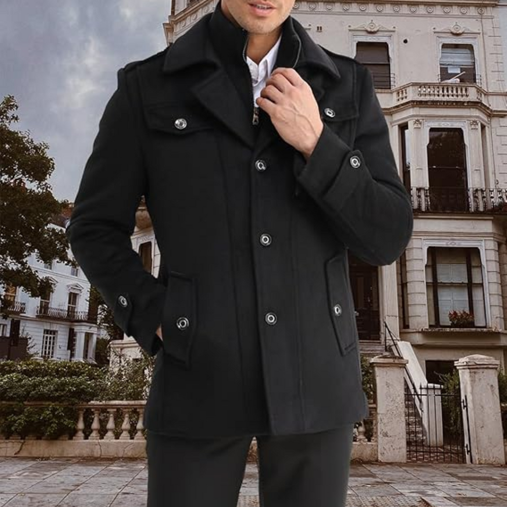 Pedro Men's Wool Blend Trench Coat - Stylish & Warm Overcoat for Fall & Winter