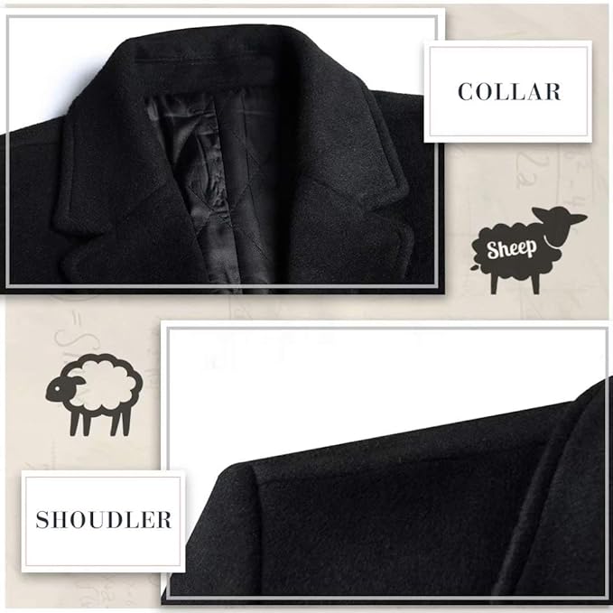 Pedro Men's Wool Blend Trench Coat - Stylish & Warm Overcoat for Fall & Winter