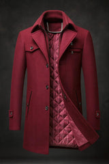 William | Men's Wool Coat Double-Collar Quilted-Lined Overcoat