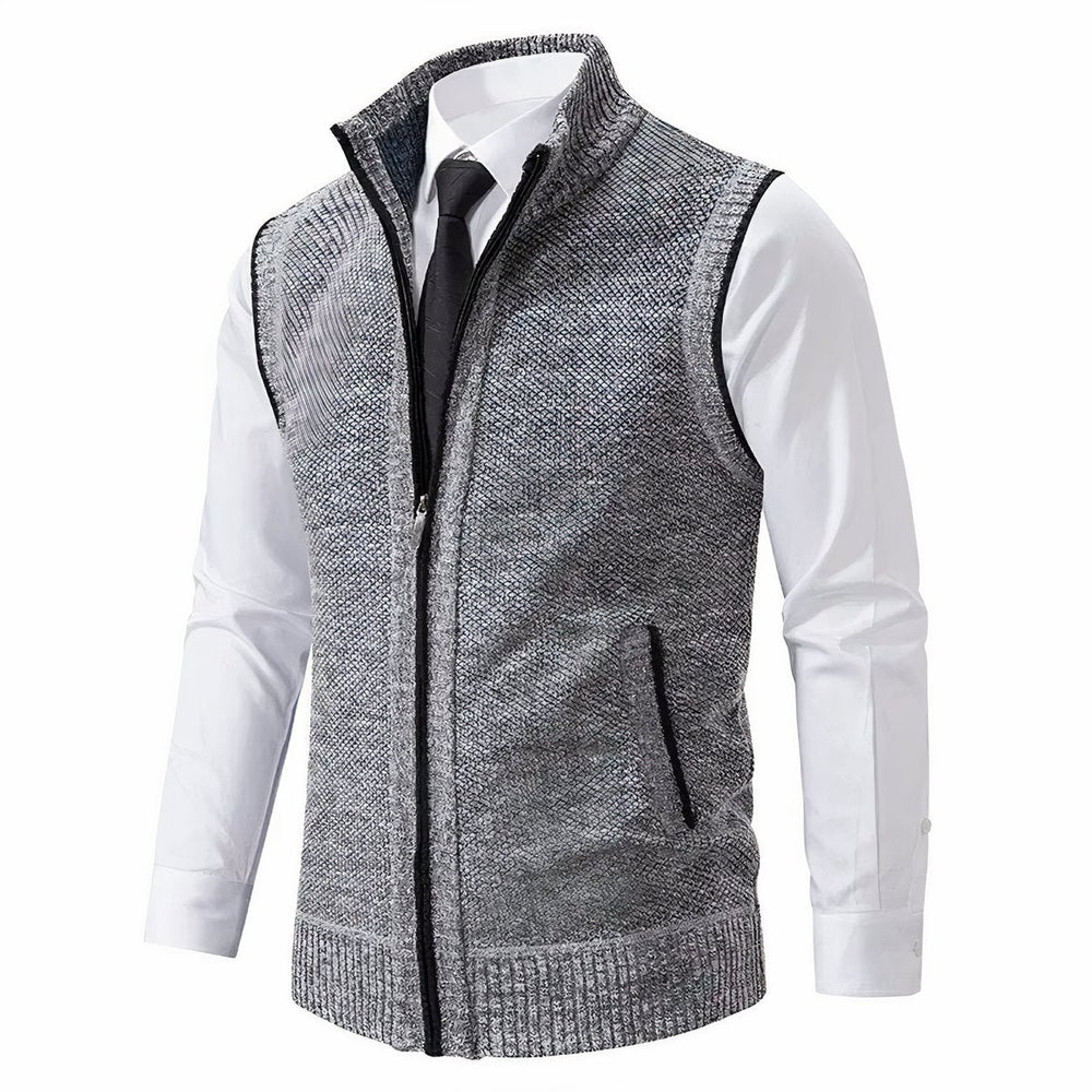 Matthew | Men's Zip-Up Sleeveless Knit Cardigan Sweater Vest