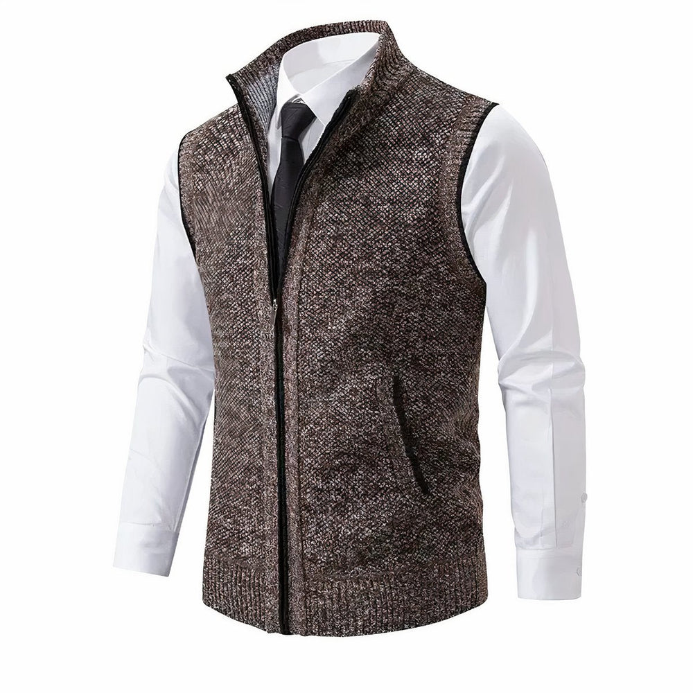 Matthew | Men's Zip-Up Sleeveless Knit Cardigan Sweater Vest