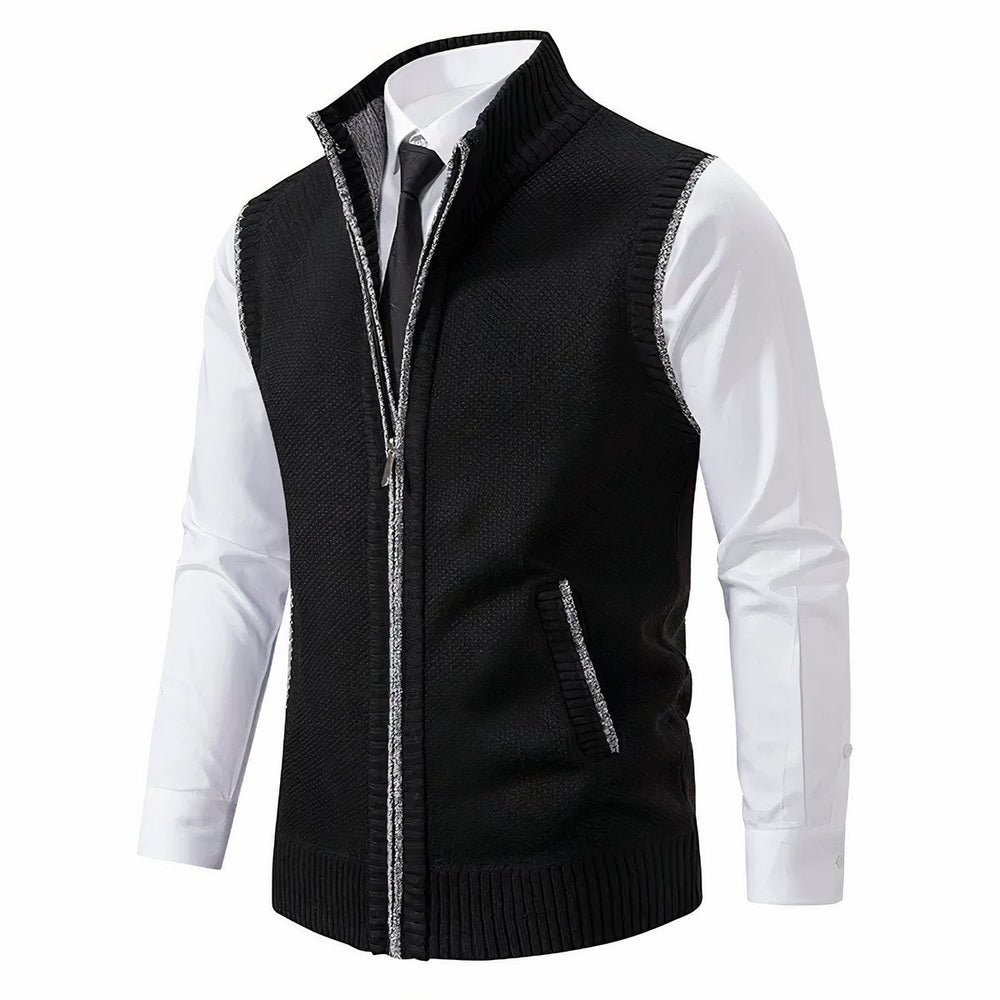 Matthew | Men's Zip-Up Sleeveless Knit Cardigan Sweater Vest