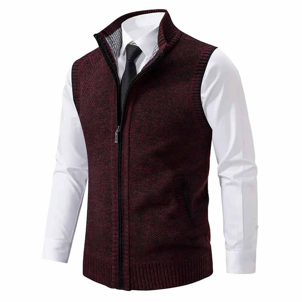 Matthew | Men's Zip-Up Sleeveless Knit Cardigan Sweater Vest