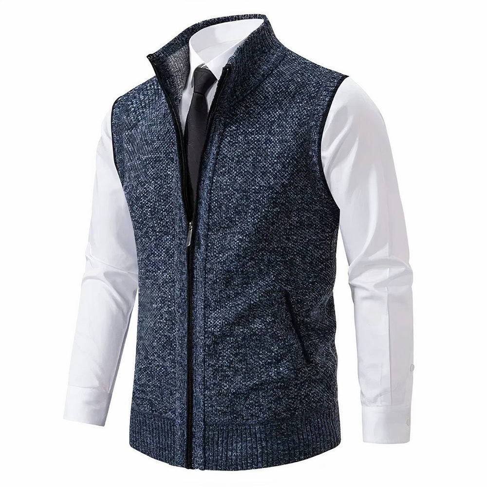 Matthew | Men's Zip-Up Sleeveless Knit Cardigan Sweater Vest