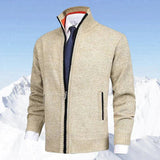 Nathan | Men's Zip-Up Stand-Collar Knit Fleece-Lined Mens Cardigan Sweater