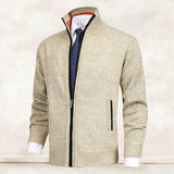Nathan | Men's Zip-Up Stand-Collar Knit Fleece-Lined Mens Cardigan Sweater