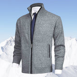 Nathan | Men's Zip-Up Stand-Collar Knit Fleece-Lined Mens Cardigan Sweater