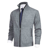 Nathan | Men's Zip-Up Stand-Collar Knit Fleece-Lined Mens Cardigan Sweater