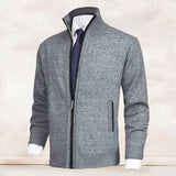 Nathan | Men's Zip-Up Stand-Collar Knit Fleece-Lined Mens Cardigan Sweater