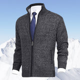 Nathan | Men's Zip-Up Stand-Collar Knit Fleece-Lined Mens Cardigan Sweater