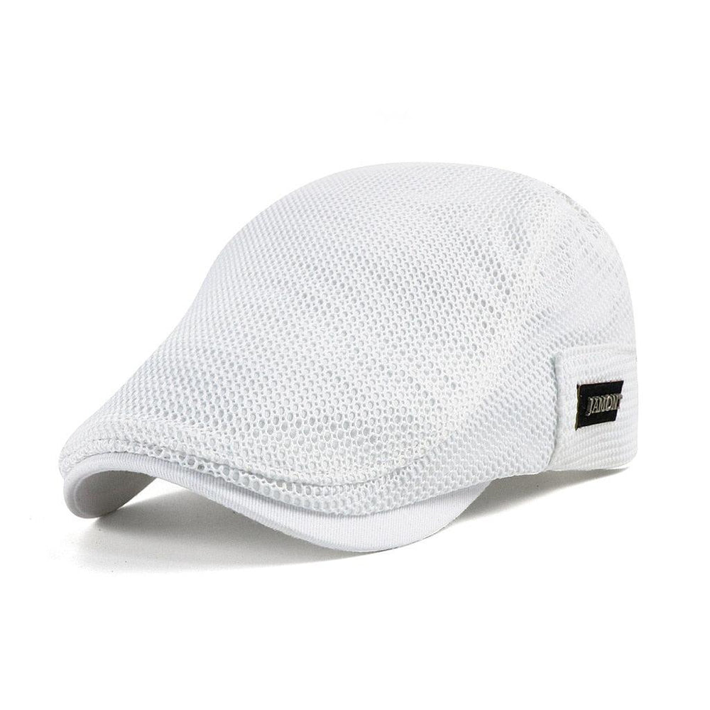 Men's Mesh Flat Cap – Breathable Cotton, Adjustable Fit & Ventilated Crown