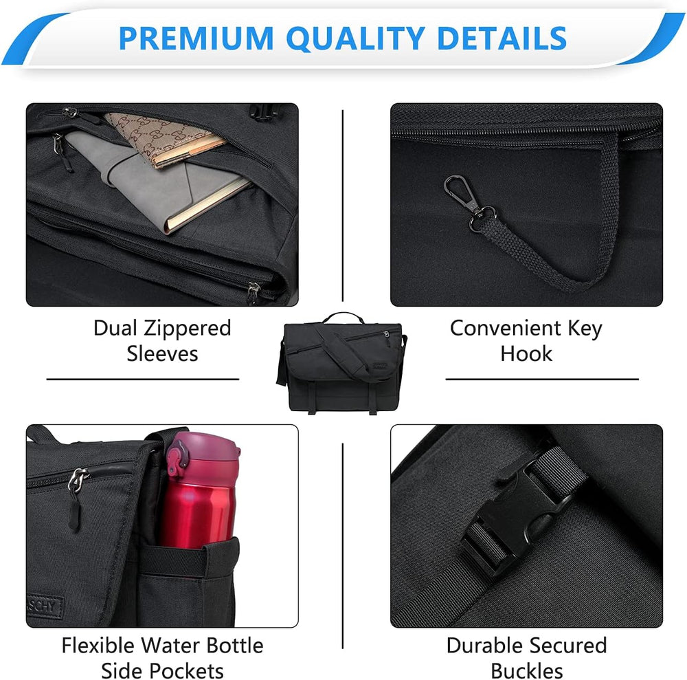 Water-Resistant Laptop Messenger Bag with Adjustable Strap - WorkMate Series | Durable & Stylish for Professionals
