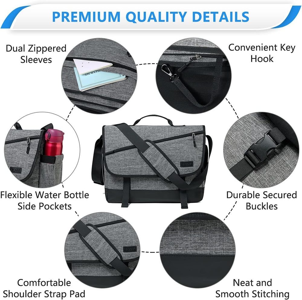 Water-Resistant Laptop Messenger Bag with Adjustable Strap - WorkMate Series | Durable & Stylish for Professionals