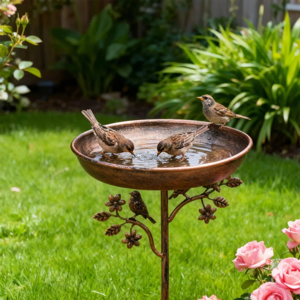 Metal Bird Bath – Freestanding Stand, Garden Decor & Wild Bird Care