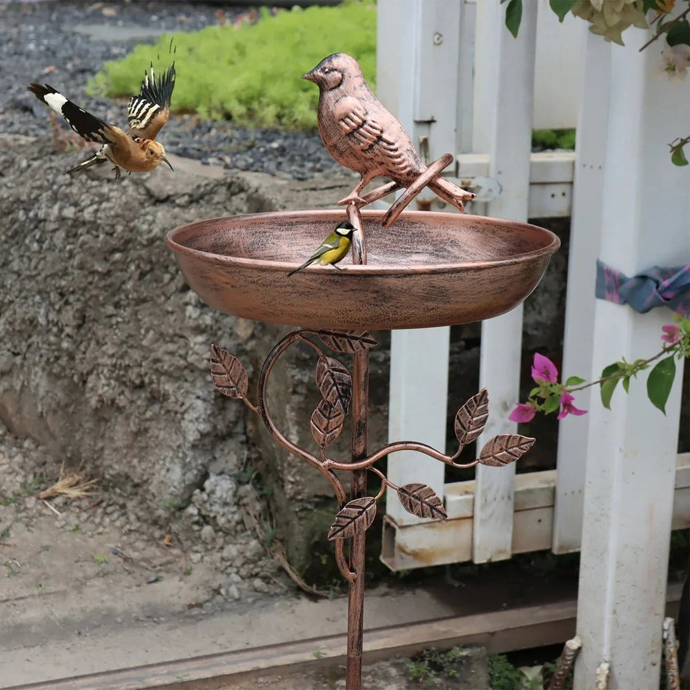 Metal Bird Bath – Freestanding Stand, Garden Decor & Wild Bird Care