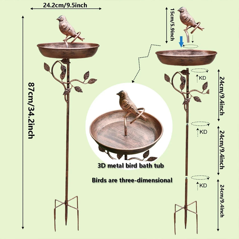Metal Bird Bath – Freestanding Stand, Garden Decor & Wild Bird Care