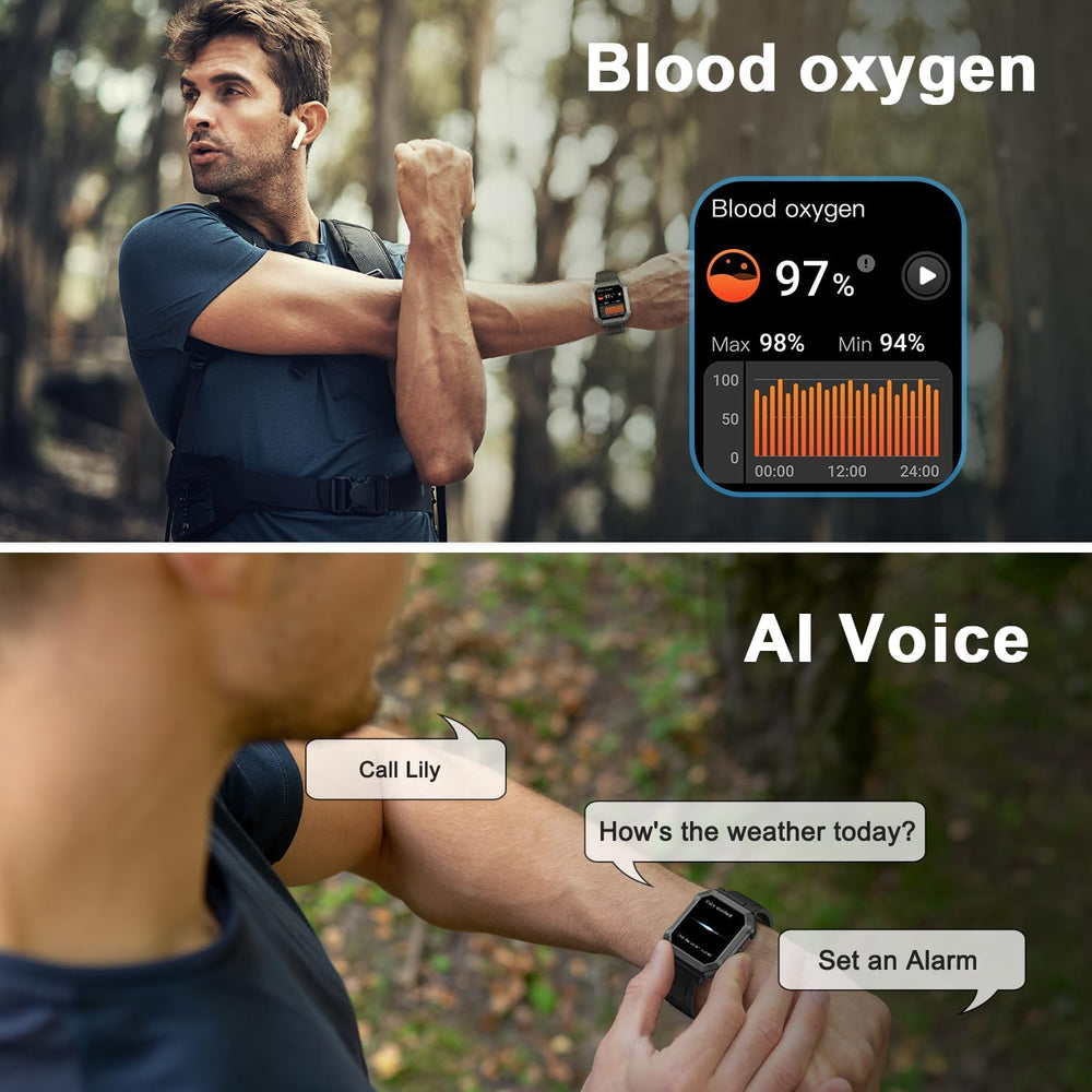 Wayne Military Smartwatch for Men - Advanced Fitness Tracker, Rugged Design, Waterproof, GPS & Heart Rate Monitor