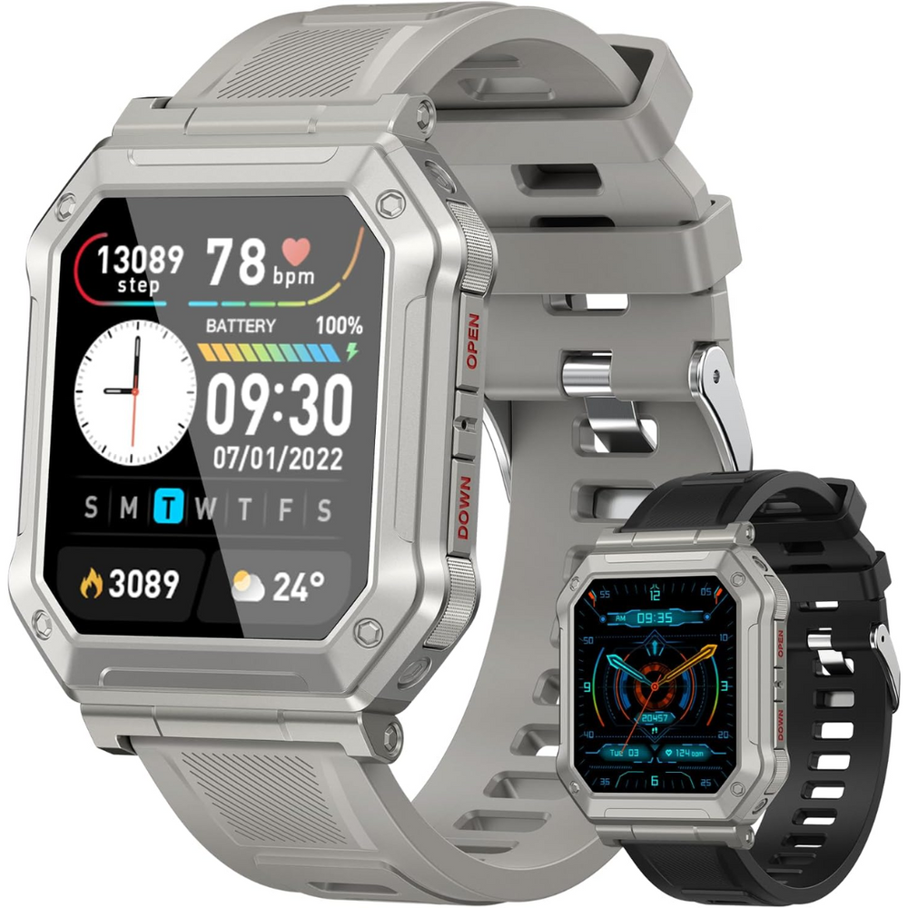 Wayne Military Smartwatch for Men - Advanced Fitness Tracker, Rugged Design, Waterproof, GPS & Heart Rate Monitor