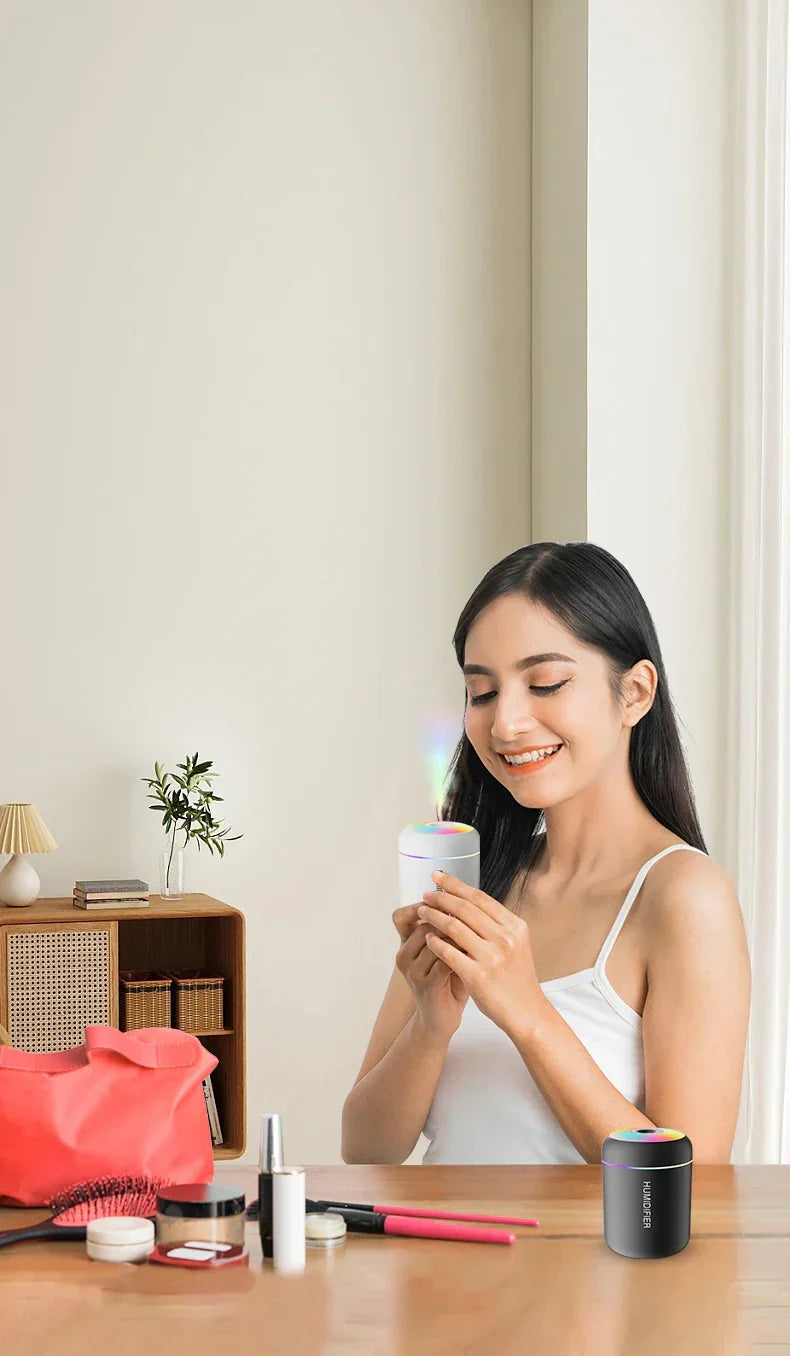 Portable Mini Air Humidifier with Aromatherapy - USB Powered, Ideal for Car & Bedroom Use